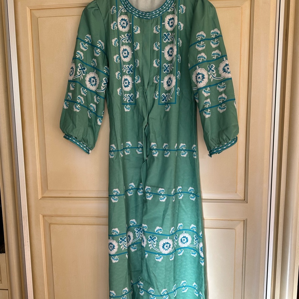 Green Embroidered Maxi Dress